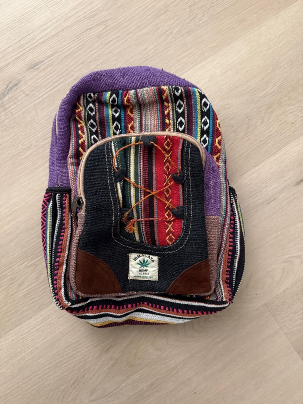 Himalya Hemp Multi‑Color Ethnic Pattern Women’s Backpack